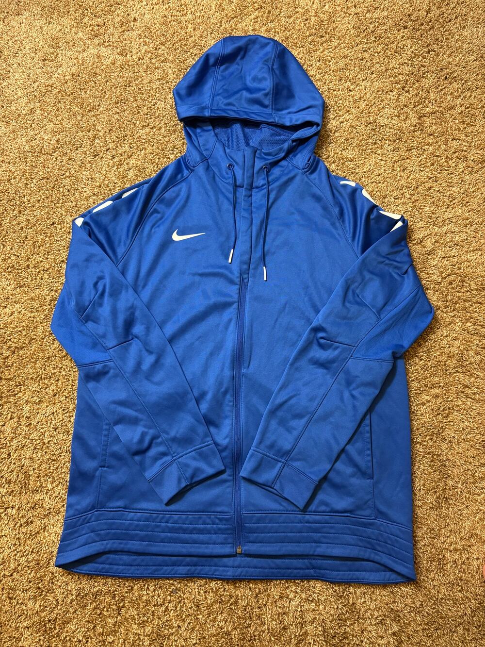 Nike Therma Fit Full Zip Basketball Hoodie Sweatshirt Mens Size XL Blue